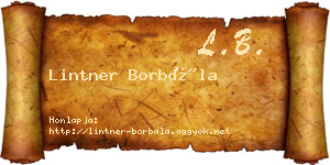 Lintner Borbála névjegykártya